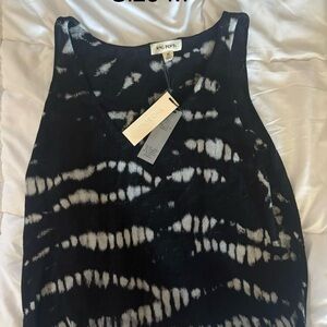 Rag Poets Black & White Tie-Dye V-Neck Tank